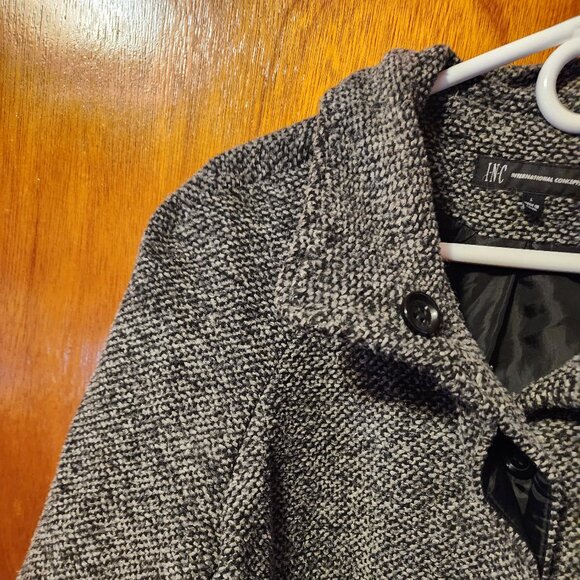 Women's Large INC International Concepts Black/White Wool Blend Coat - Picture 2 of 10